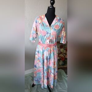 Vintage Willi Of California  Dress| 80's/90s | Floral Pastel Dress |Size 6 |M